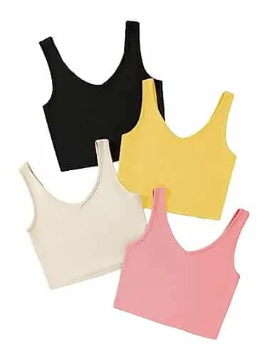 Plain V Neck Crop Tank Top Set - Image 7