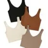Plain V Neck Crop Tank Top Set