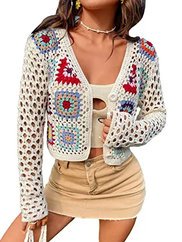 Floral Crochet Cropped Cardigans