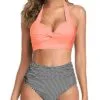 Two Piece Halter Ruched Swimsuit - Image 15
