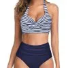 Two Piece Halter Ruched Swimsuit - Image 7