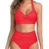 Two Piece Halter Ruched Swimsuit - Image 10