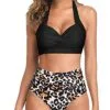 Two Piece Halter Ruched Swimsuit - Image 37