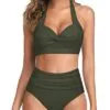 Two Piece Halter Ruched Swimsuit - Image 16