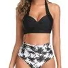 Two Piece Halter Ruched Swimsuit - Image 32