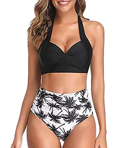 Two Piece Halter Ruched Swimsuit - Image 32
