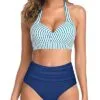 Two Piece Halter Ruched Swimsuit - Image 24
