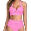 Two Piece Halter Ruched Swimsuit - Image 27