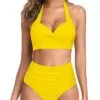 Two Piece Halter Ruched Swimsuit - Image 18