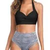 Two Piece Halter Ruched Swimsuit - Image 33