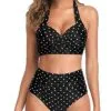Two Piece Halter Ruched Swimsuit - Image 14
