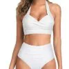 Two Piece Halter Ruched Swimsuit - Image 8