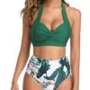 Two Piece Halter Ruched Swimsuit