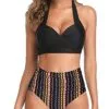 Two Piece Halter Ruched Swimsuit - Image 35