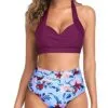 Two Piece Halter Ruched Swimsuit - Image 20
