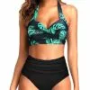 Two Piece Halter Ruched Swimsuit - Image 36