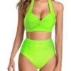 Two Piece Halter Ruched Swimsuit - Image 26