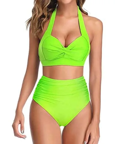 Two Piece Halter Ruched Swimsuit - Image 26