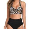 Two Piece Halter Ruched Swimsuit - Image 22