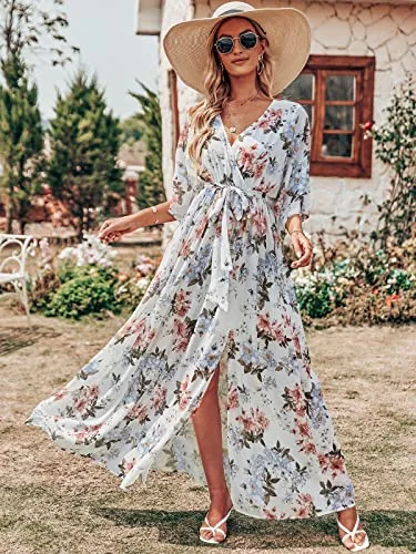 Floral Print Maxi Wrap Dress - Image 3